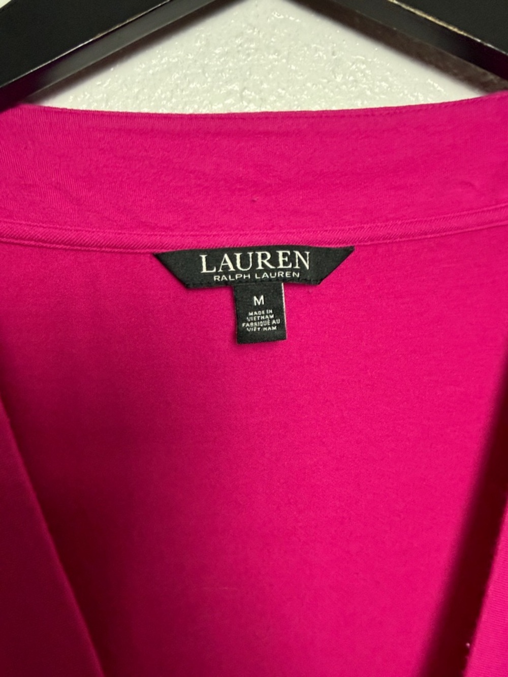 Lauren Ralph Lauren Fuschia Draped Faux Wrap Jersey Top Medium - Picture 4 of 9